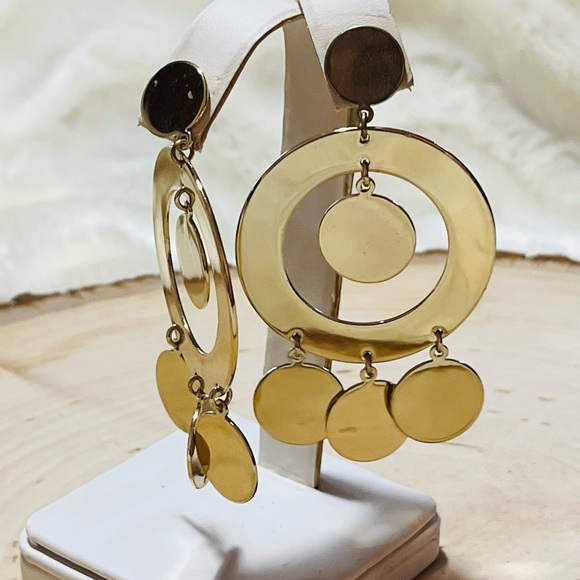 J. Crew multi Circle goldtone dangle earrings - Picture 2 of 4